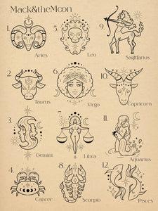 Zodiac sign designs by Chloe