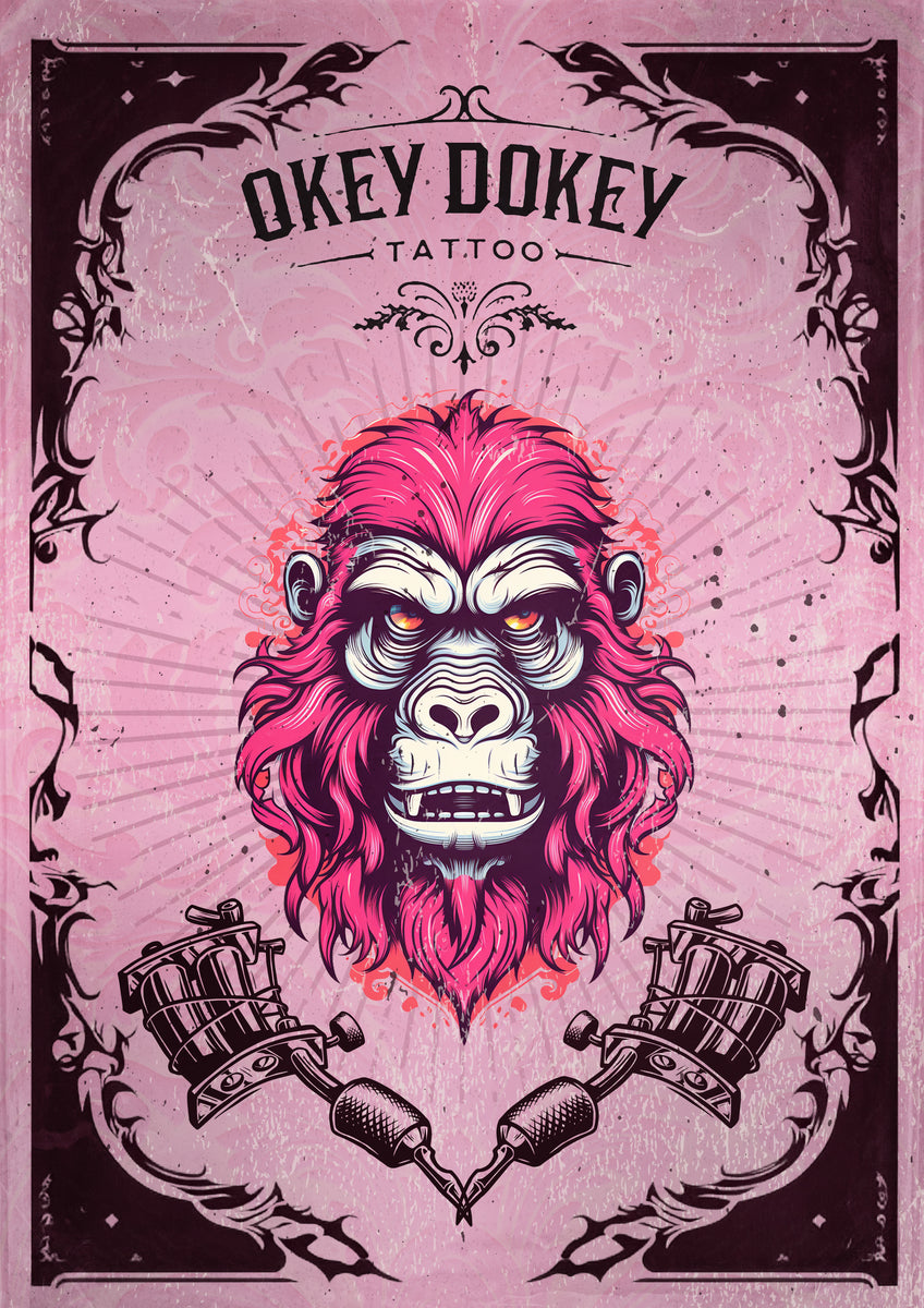 Gorilla A3 Poster Okey Dokey Tattoo